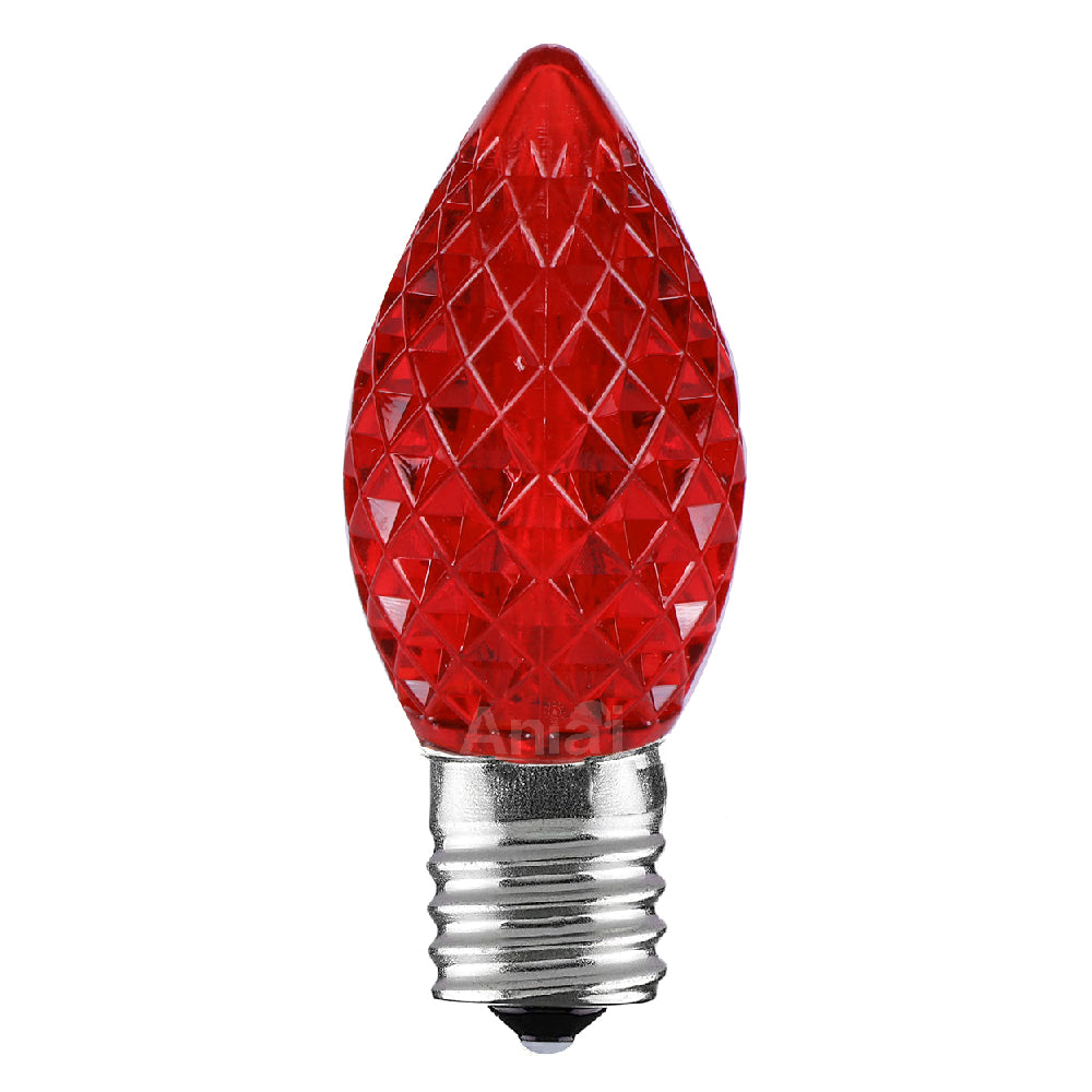 C7 Faceted LED Christmas Light Bulbs - Red