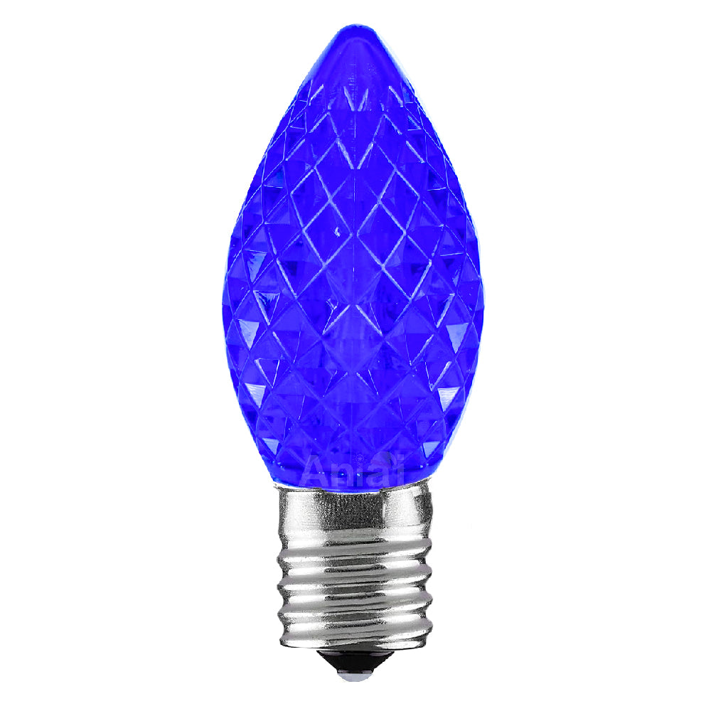 C7 Faceted LED Christmas Light Bulbs - Blue