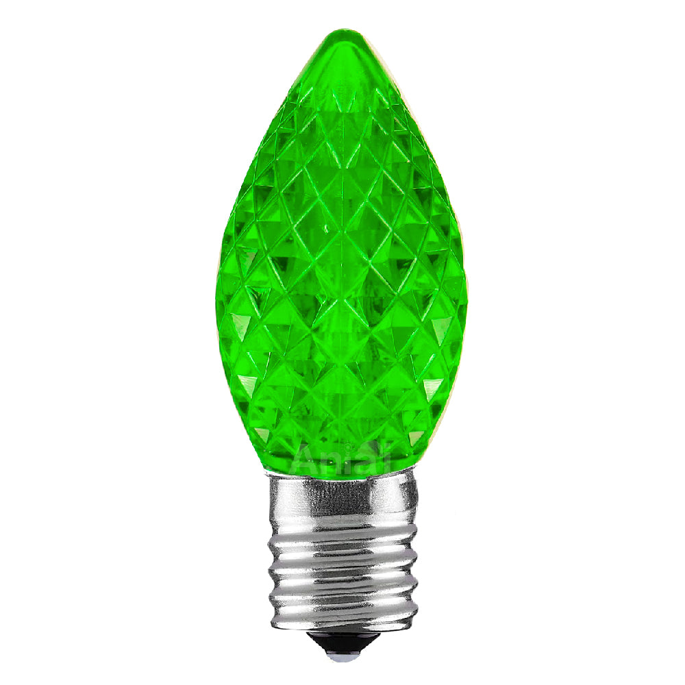 C7 Faceted LED Christmas Light Bulbs - Green