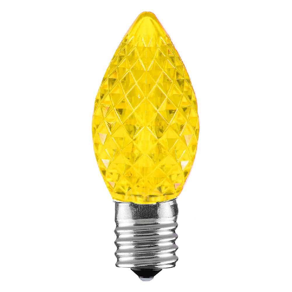 C7 Faceted LED Christmas Light Bulbs - Yellow