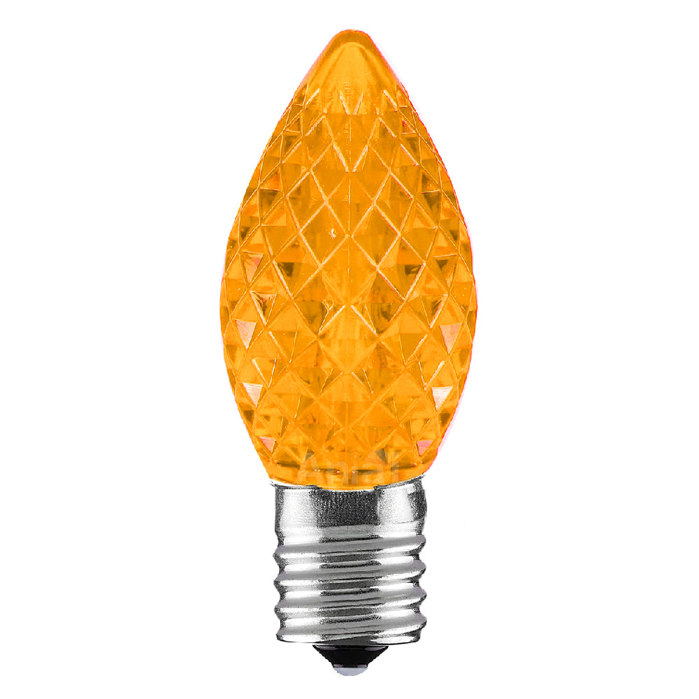 C7 Faceted LED Christmas Light Bulbs - Orange