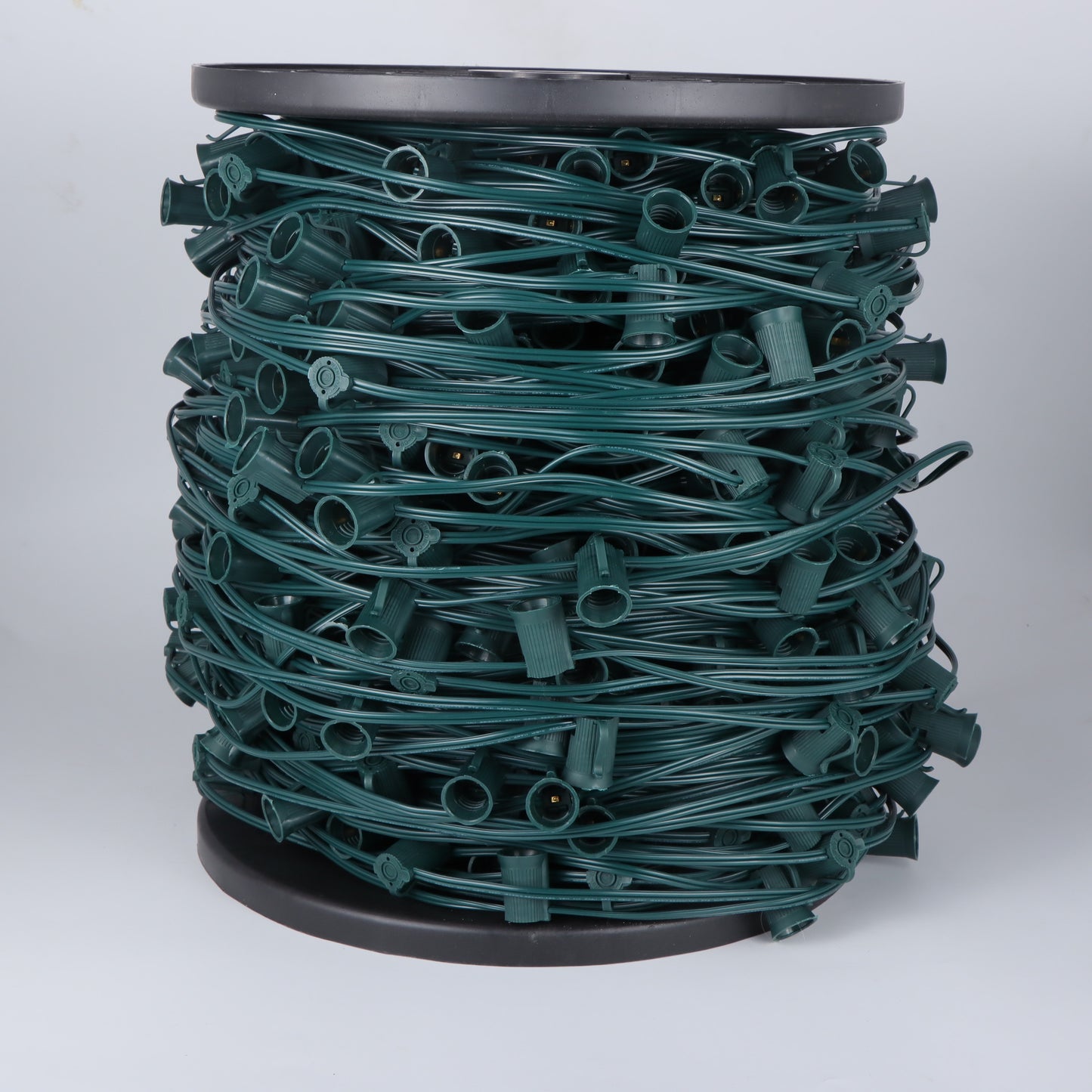 C9 Christmas Light Socket Spool, Light Line, SPT-1, 500', 12" Spacing, Green Wire
