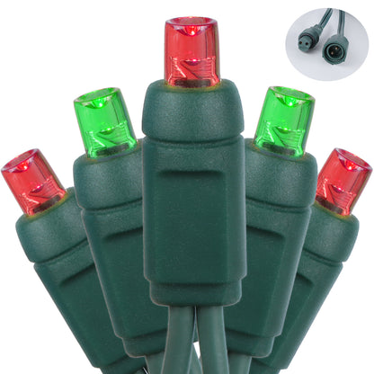 5mm 70-LED Green Wire Coaxial Connection Light String, 6 Inch Bulb Spacing, Red & Green