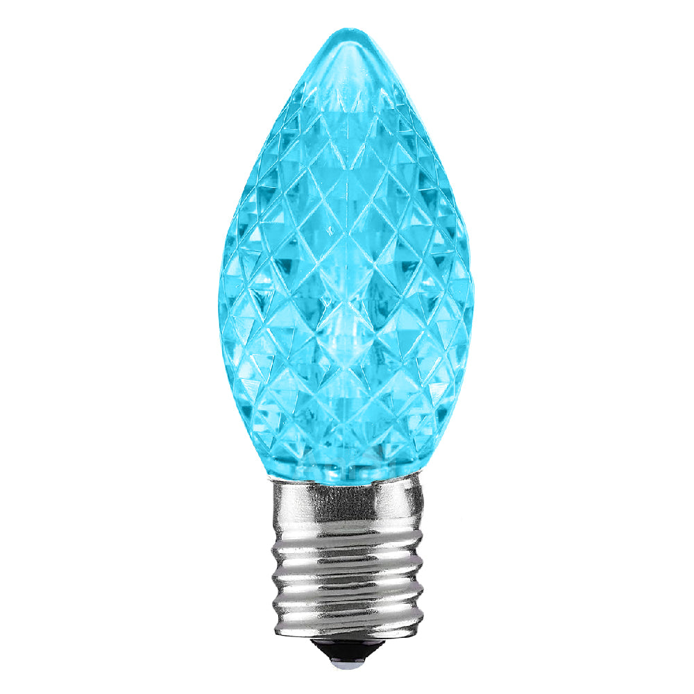C7 Faceted LED Christmas Light Bulbs - Teal