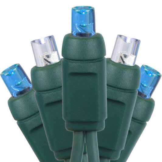 5mm 50-LED Green Wire Light String, 4 Inch Bulb Spacing, Blue & Cool White