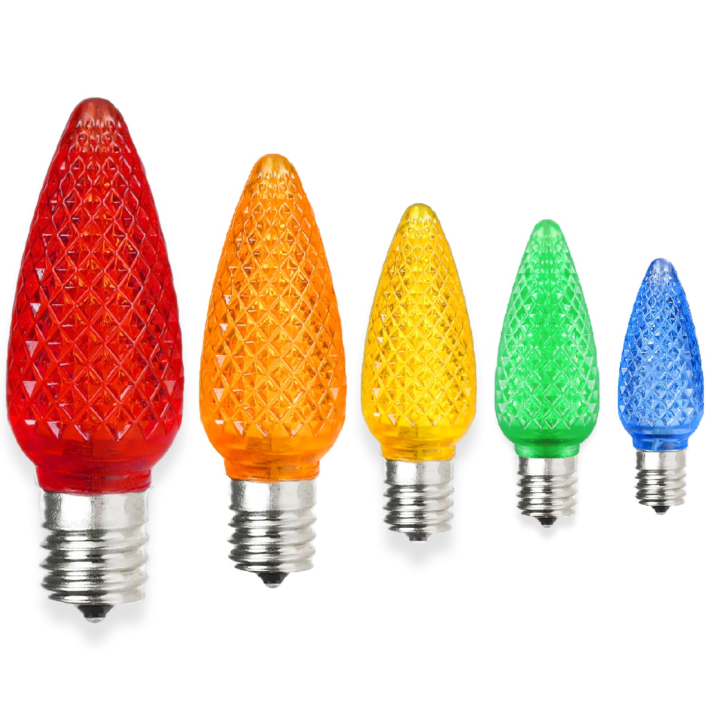C9 Faceted LED Christmas Light Bulbs - Multicolor