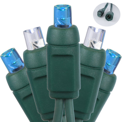 5mm 50-LED Green Wire Coaxial Connection Light String, 6 Inch Bulb Spacing, Blue & Cool White