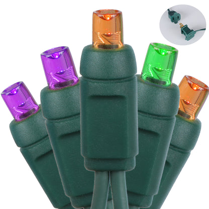 5mm 50-LED Green Wire Light String, 4 Inch Bulb Spacing, Halloween Purple &Purple &Orange &Green & Orange