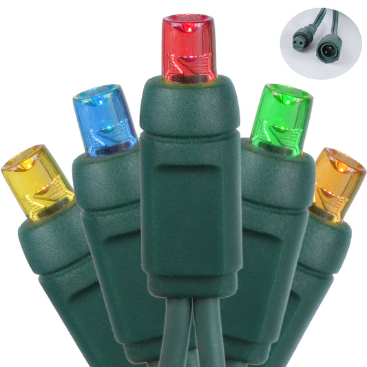 5mm 100-LED Green Wire Coaxial Connection Light String, 6 Inch Bulb Spacing, 4-Color Red/Green/Orange/Blue