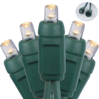 5mm 100-LED Green Wire Coaxial Connection Light String, 6 Inch Bulb Spacing, Warm White