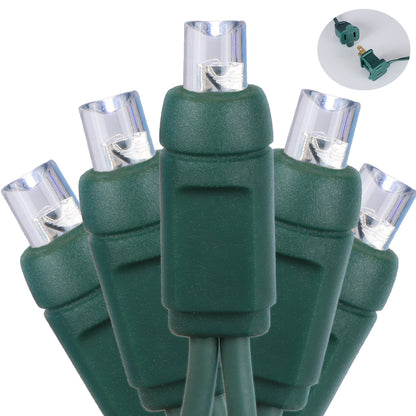 5mm 100-LED Green Wire Light String, 6 Inch Bulb Spacing, Cool White