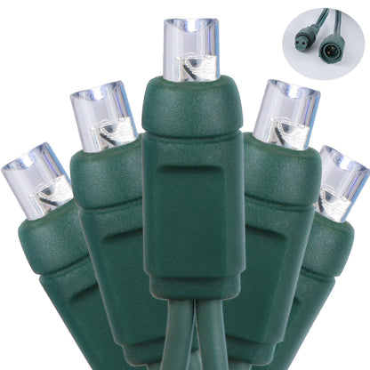 5mm 100-LED Green Wire Coaxial Connection Light String, 6 Inch Bulb Spacing, Cool White