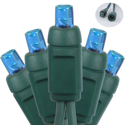 5mm 50-LED Green Wire Coaxial Connection Light String, 6 Inch Bulb Spacing, Blue