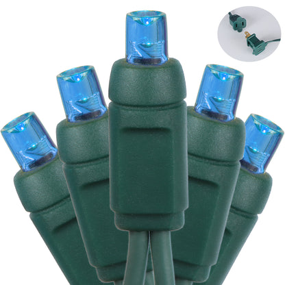 5mm 70-LED Green Wire Light String, 6 Inch Bulb Spacing, Blue