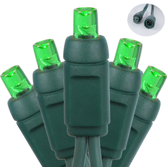 5mm 50-LED Green Wire Coaxial Connection Light String, 6 Inch Bulb Spacing, Green