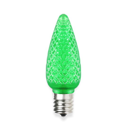 C9 Faceted LED Christmas Light Bulbs - Green