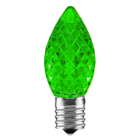 C7 Faceted LED Christmas Light Bulbs - Green