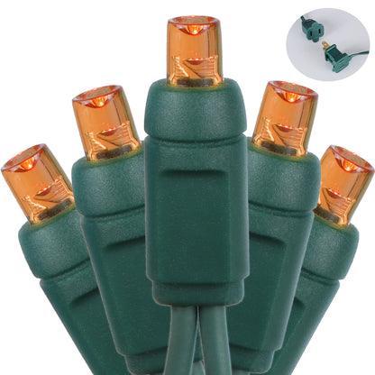 5mm 70-LED Green Wire Light String, 6 Inch Bulb Spacing, Orange