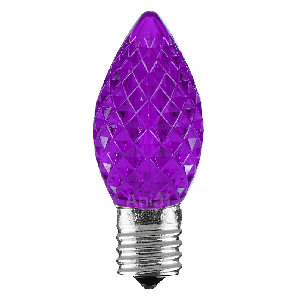 C7 Faceted LED Christmas Light Bulbs - Purple