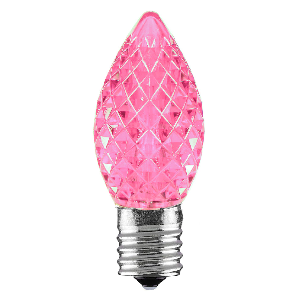 C7 Faceted LED Christmas Light Bulbs - Pink